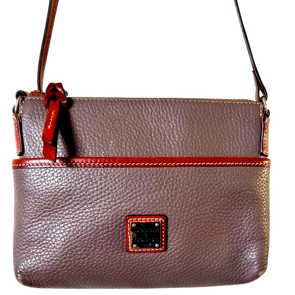 Dooney & Bourke Small Cross Body Bag Purse Purple-Gray Pebbled Leather